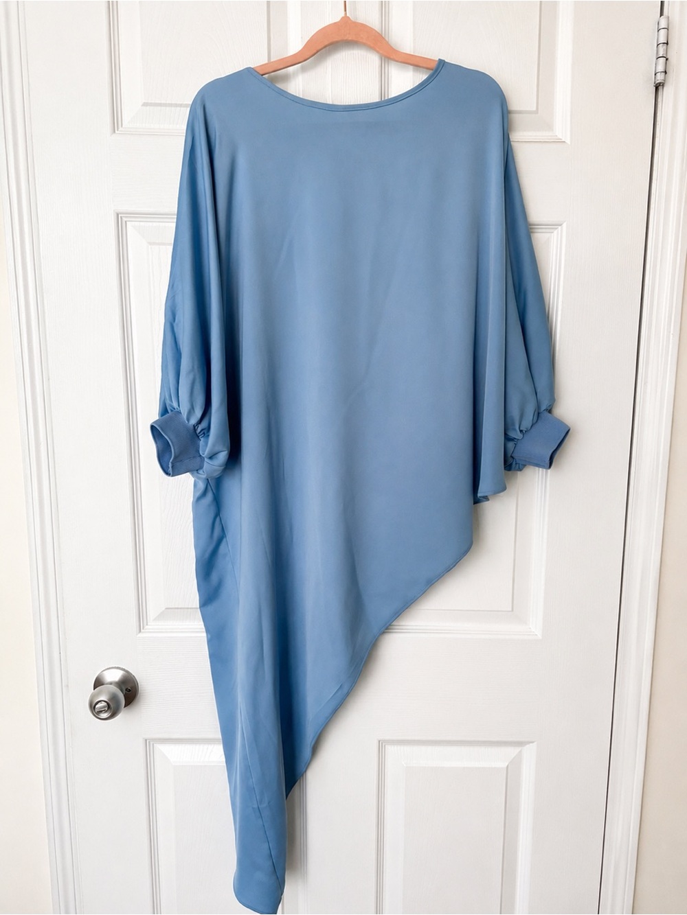 Light Blue Asymmetric Dolman Sleeve Women's Top